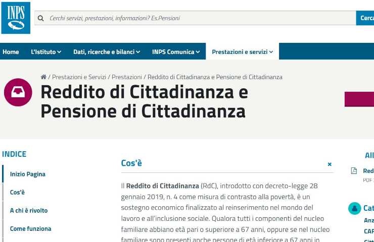 Versamento Reddito di Cittadinanza