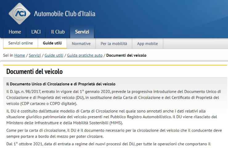 Documento Unico di Circolazione (DUC)